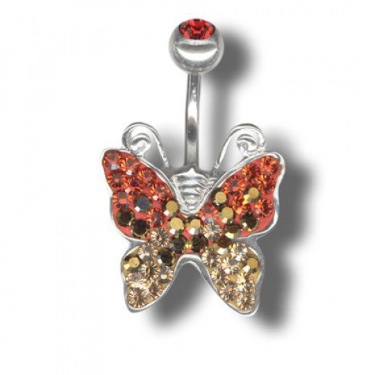 Piercing s krystaly Swarovski Butterfly F