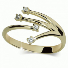 Briliantový prsten Danfil DF2063Z, materiál žluté zlato 585/1000, 4x briliant SI1/G = 0.070 ct, váha