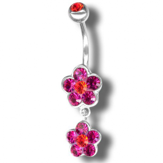 Piercing s krystaly Swarovski Flower02 D