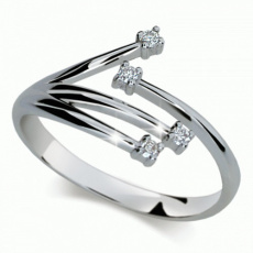 Briliantový prsten Danfil DF2063, materiál bílé zlato 585/1000, 4x briliant SI1/G = 0.070 ct, váha: