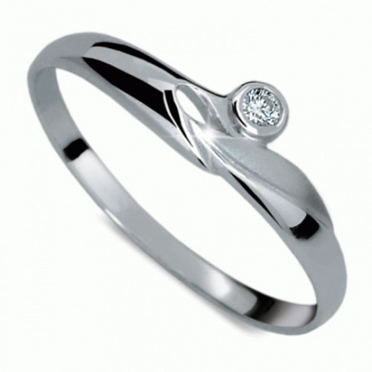 Briliantový prsten Danfil DF1231, materiál bílé zlato 585/1000, 1x briliant SI1/G = 0.025 ct, váha: