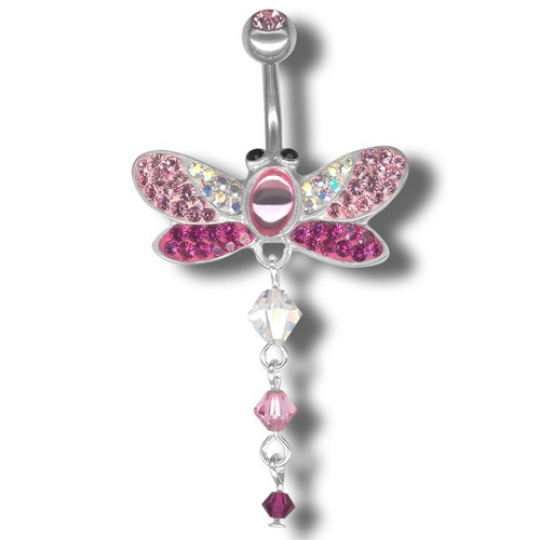 Piercing s krystaly Swarovski Dragonfly C