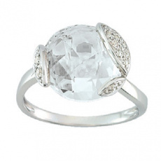 Zlatý prsten Cacharel XD012GQB3, materiál bílé zlato 585/1000, křemen, diamant-0.07 ct, váha: 3.60g