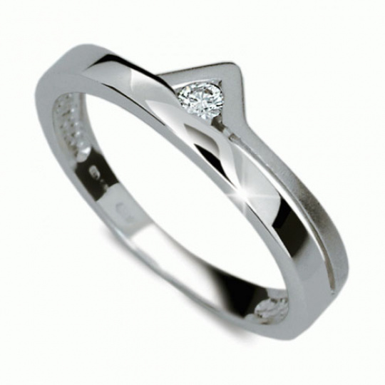 Briliantový prsten Danfil DF1565, materiál bílé zlato 585/1000, 1x briliant SI1/G = 0.050 ct, váha: