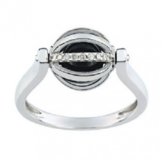 Zlatý prsten Cacharel XF001GDB3, materiál bílé zlato 585/1000, onyx, diamant-0.05 ct, váha: 3.10g