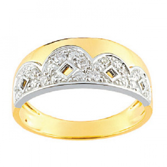 Zlatý prsten Cacharel XG002XB3, materiál žluté a bílé zlato 585/1000, diamant-0.16 ct, váha: 4.10g