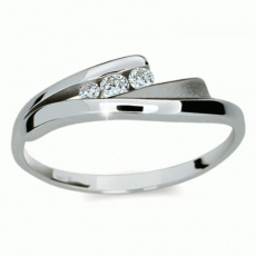 Briliantový prsten Danfil DF1750, materiál bílé zlato 585/1000, 3x briliant SI1/G = 0.100 ct, váha: