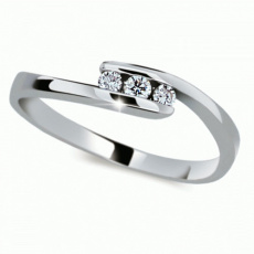 Briliantový prsten Danfil DF2072, materiál bílé zlato 585/1000, 3x briliant SI1/G = 0.102 ct, váha: