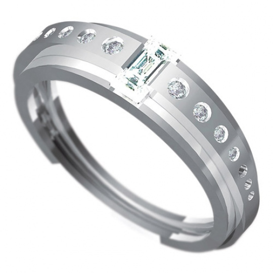Zásnubní prsten Dianka 810, materiál bílé zlato 585/1000, 1 x zirkon 5x2.5mm, 7 x zirkon 2.00 - 1.25