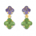 Zlaté náušnice Cacharel XW301JAP, materiál žluté zlato 585/1000, ametyst, peridot, váha: 1.60g