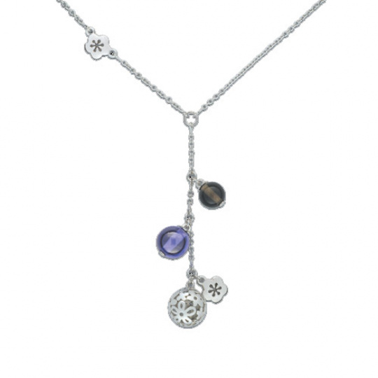 Stříbrný náhrdelník Cacharel CWC233QZ5, materiál stříbro 925/1000, kouřový křemen, váha: 6.60g