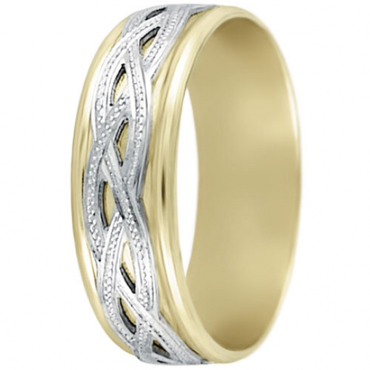 Snubní prsteny kolekce DANA1-B, materiál bílé, žluté zlato 585/1000, váha: u velikosti 54mm - 4.70g