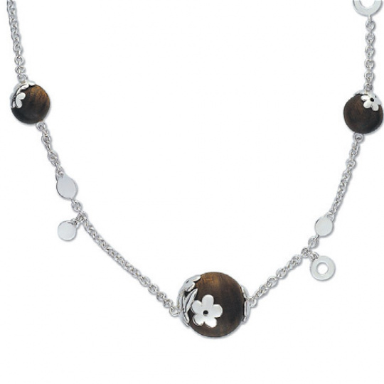 Stříbrný náhrdelník Cacharel CNC094M40, materiál stříbro 925/1000, dřevo, váha: 7.00g