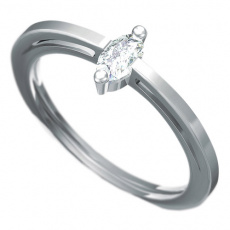 Zásnubní prsten s briliantem Dianka 809, materiál bílé zlato 585/1000, briliant SI1/G 5x3mm, váha: u
