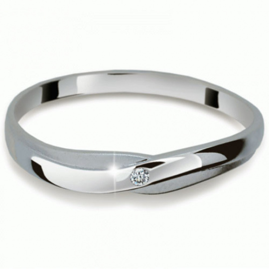 Briliantový prsten Danfil DF2006, materiál bílé zlato 585/1000, 1x briliant SI1/G = 0.015 ct, váha: