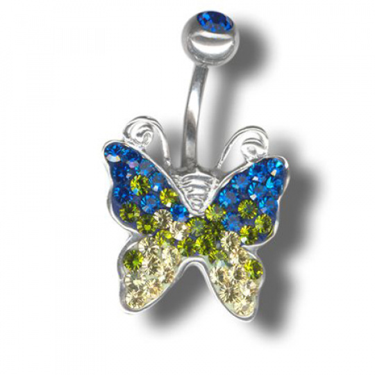 Piercing s krystaly Swarovski Butterfly C