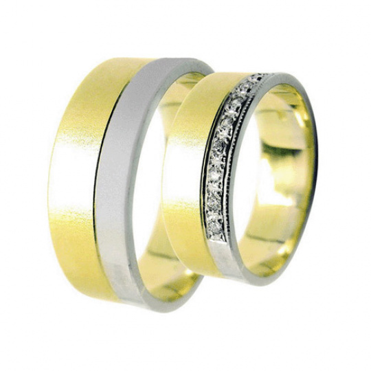 Snubní prsteny Lucie Gold Charlotte S-206, materiál bílé, žluté zlato 585/1000, zirkon, váha: průměr