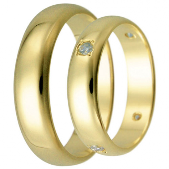 Snubní prsteny kolekce HARMONY29-30, materiál žluté zlato 585/1000, zirkon, váha: u velikosti 54mm -