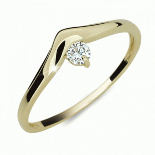 Briliantový prsten Danfil DF2016Z, materiál žluté zlato 585/1000, 1x briliant SI1/G = 0.086 ct, váha