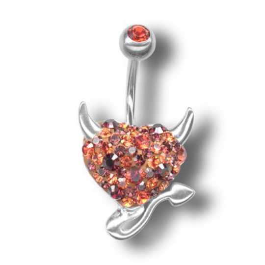 Piercing s krystaly Swarovski Devil Heart F