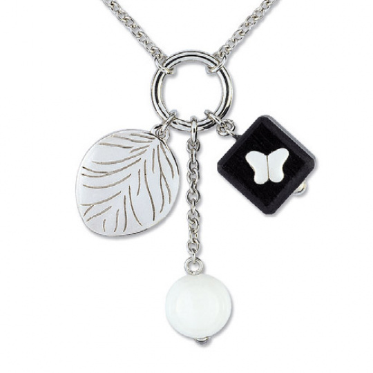 Stříbrný náhrdelník Cacharel CWC145NM2, materiál stříbro 925/1000, dřevo, perleť, váha: 6.20g