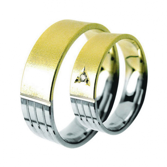 Snubní prsteny Lucie Gold Charlotte S-166, materiál bílé, žluté zlato 585/1000, zirkon, váha: průměr