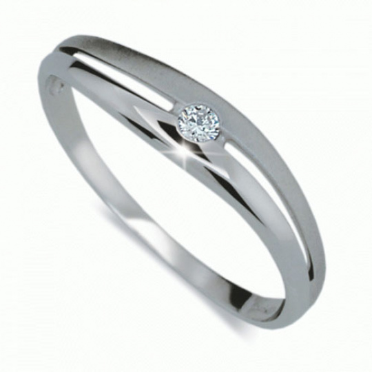 Briliantový prsten Danfil DF1661, materiál bílé zlato 585/1000, 1x briliant SI1/G = 0.035 ct, váha: