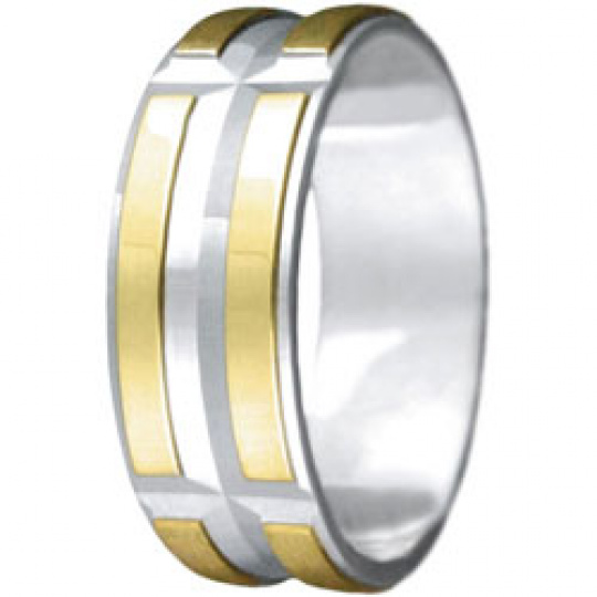Snubní prsteny kolekce VIOLA_19-L, materiál žluté, bílé zlato 585/1000, váha: u velikosti 54mm - 3.9