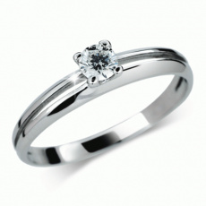 Briliantový prsten Danfil DF1272, materiál bílé zlato 585/1000, 1x briliant SI1/G = 0.168 ct, váha: