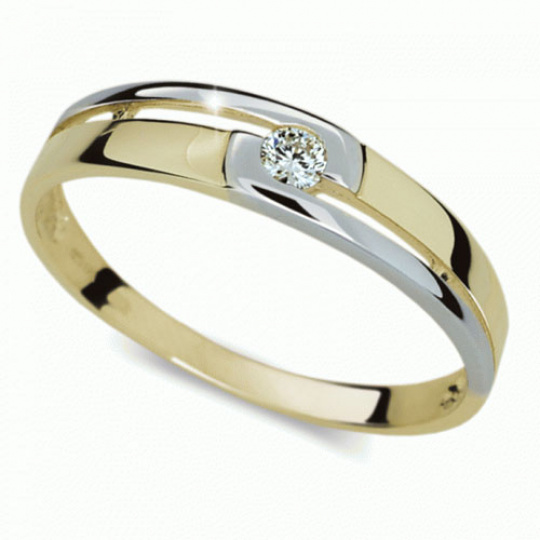 Briliantový prsten Danfil DF1793Z, materiál žluté zlato 585/1000, 1x briliant SI1/G = 0.065 ct, váha