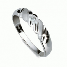 Briliantový prsten Danfil DF1207, materiál bílé zlato 585/1000, 1x briliant SI1/G = 0.016 ct, váha: