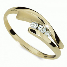 Briliantový prsten Danfil DF1750Z, materiál žluté zlato 585/1000, 3x briliant SI1/G = 0.100 ct, váha