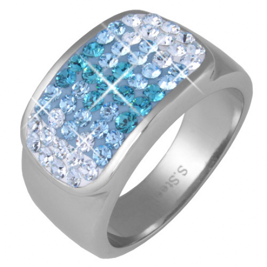 Prsten s krystaly Swarovski RSSW11-AQUA