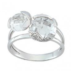Zlatý prsten Cacharel XD013GQB3, materiál bílé zlato 585/1000, křemen, diamant-0.04 ct, váha: 3.70g