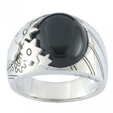 Stříbrný prsten Cacharel COR197N, materiál stříbro 925/1000, onyx, váha: 6.70g