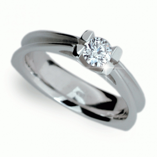 Briliantový prsten Danfil DF1992, materiál bílé zlato 585/1000, 1x briliant VS1/G= 0.393 ct, váha: 6