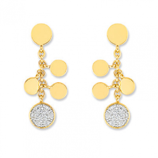 Zlaté náušnice Cacharel XC324BB3, materiál žluté zlato 585/1000, diamant-0.07 ct, váha: 2.20g