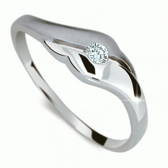 Briliantový prsten Danfil DF1838, materiál bílé zlato 585/1000, 1x briliant SI1/G = 0.065 ct, váha: