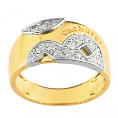 Zlatý prsten Cacharel XG001XB3, materiál žluté a bílé zlato 585/1000, diamant-0.14 ct, váha: 5.30g
