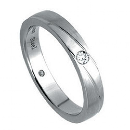 Ocelový prsten s kamínkem RSS239-CZ