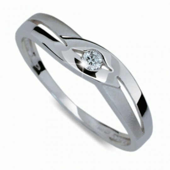 Briliantový prsten Danfil DF1776, materiál bílé zlato 585/1000, 1x briliant SI1/G = 0.048 ct, váha: