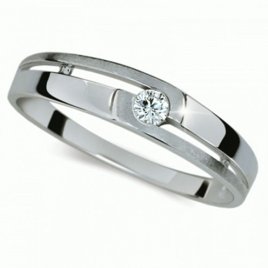 Briliantový prsten Danfil DF1793, materiál bílé zlato 585/1000, 1x briliant SI1/G = 0.065 ct, váha:
