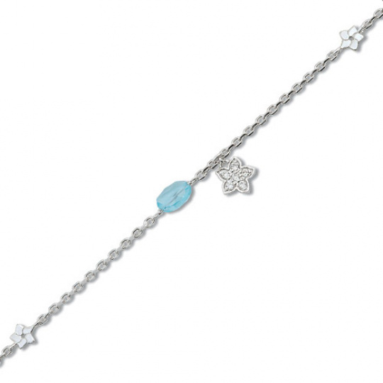 Zlatý náramek Cacharel XF510GTB3, materiál bílé zlato 585/1000, diamant-0.07 ct, topaz, váha: 2.20g