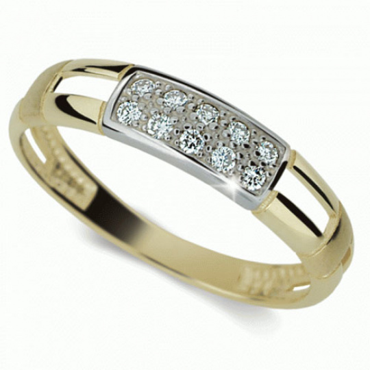 Briliantový prsten Danfil DF2033Z, materiál žluté zlato 585/1000, 10x briliant SI1/G = 0.100 ct, váh