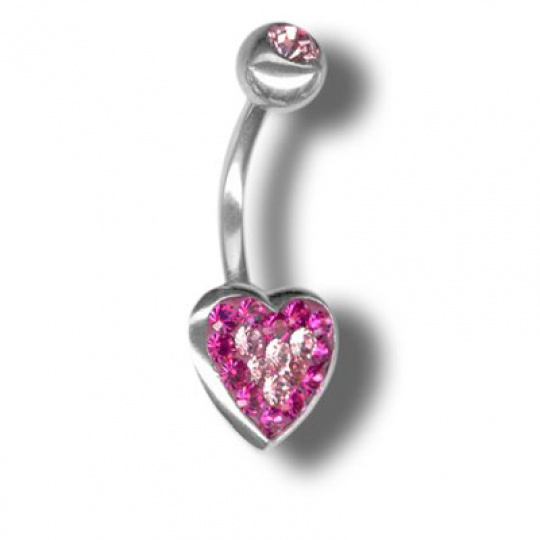 Piercing s krystaly Swarovski Heart01 G
