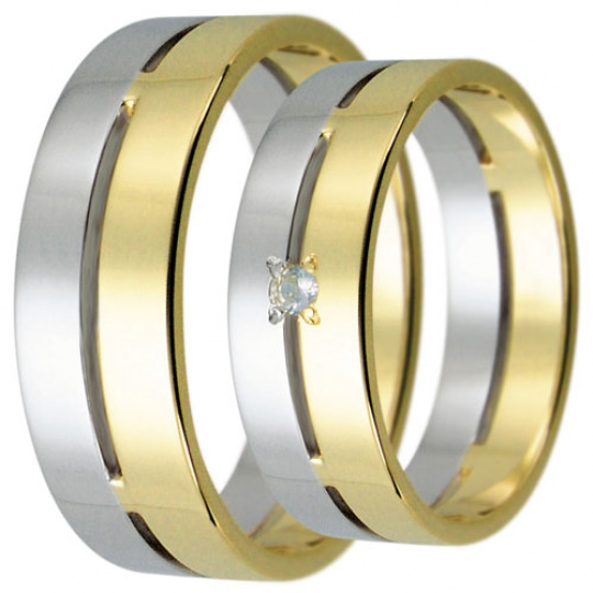 Snubní prsteny kolekce HARMONY17, materiál bílé, žluté zlato 585/1000, váha: u velikosti 54mm - 5.70