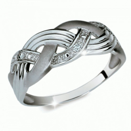 Briliantový prsten Danfil DF1848, materiál bílé zlato 585/1000, 3x briliant SI1/G = 0.038 ct, váha: