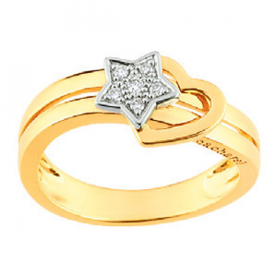 Zlatý prsten Cacharel XE009XB3, materiál žluté, bílé zlato 585/1000, diamant-0.05 ct, váha: 3.80g